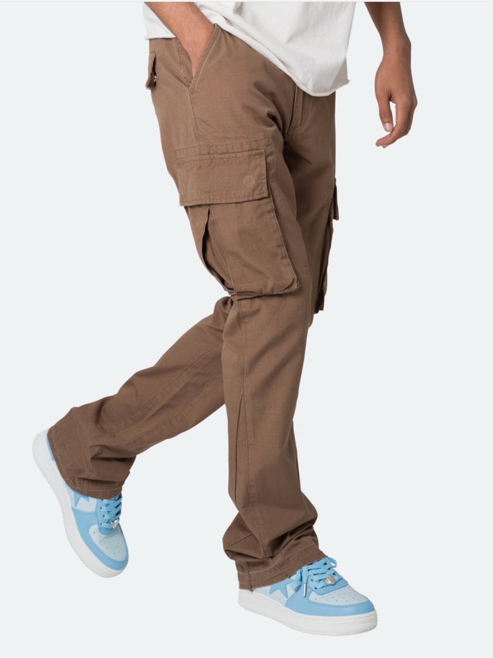 MNML Size 40 Men's Brown Cargo Pants with Utility Pockets